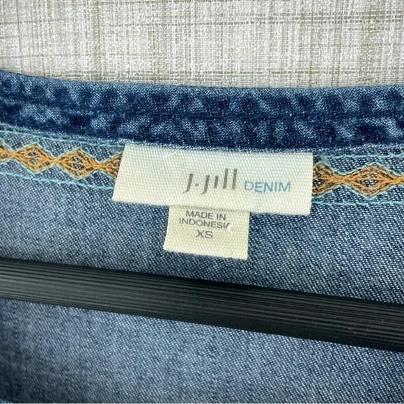 J. Jill Women's Size XS Tank Dress Embroidered Boho 0179 - Picture 4 of 10